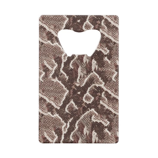 濃い茶色の蛇の皮 クレジットカード栓抜き (正面)