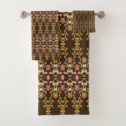 濃い茶色の装飾 バスタオルセット (インサイチュ)