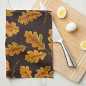 濃い茶色の離れ秋のオーク材 キッチンタオル (四つ折り)