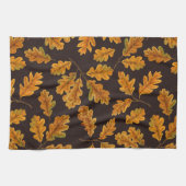 濃い茶色の離れ秋のオーク材 キッチンタオル (横)