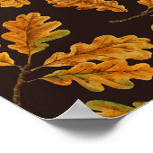 濃い茶色の離れ秋のオーク材 ポスター (角)