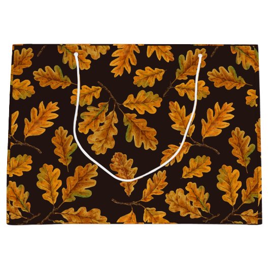 濃い茶色の離れ秋のオーク材 ラージペーパーバッグ (正面)