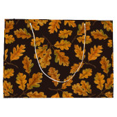 濃い茶色の離れ秋のオーク材 ラージペーパーバッグ (裏面)