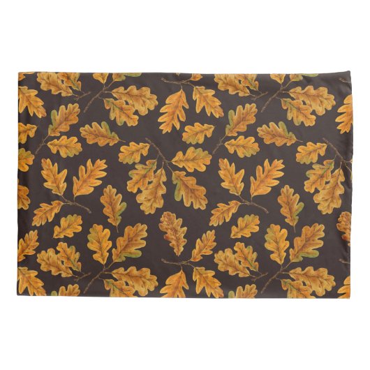 濃い茶色の離れ秋のオーク材 枕カバー (裏面-左)