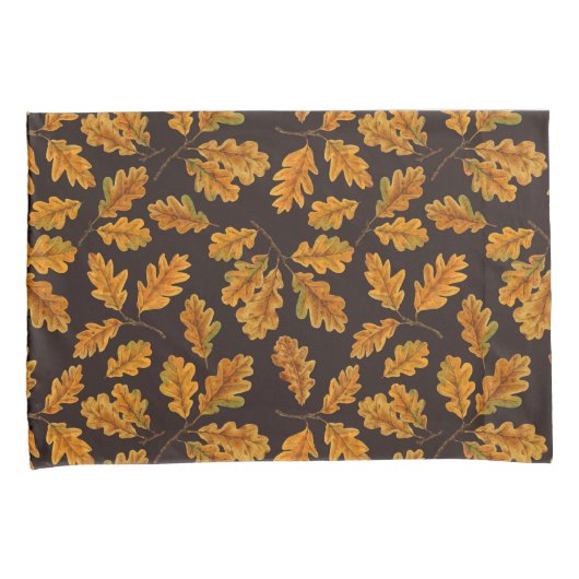 濃い茶色の離れ秋のオーク材 枕カバー (正面右)