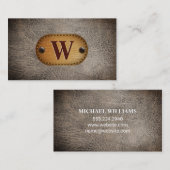 濃い茶色の革 | モノグラム 名刺 (正面/裏面)