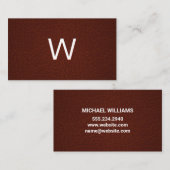 濃い茶色の革 名刺 (正面/裏面)