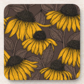 濃い茶色の黄色い円錐花序 コースター (正面)