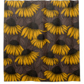 濃い茶色の黄色い円錐花序 シャワーカーテン (正面)