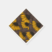 濃い茶色の黄色い円錐花序 スタンダードカクテルナプキン (角)