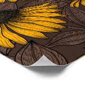 濃い茶色の黄色い円錐花序 ポスター (角)