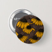 濃い茶色の黄色い円錐花序 缶バッジ (正面&裏面)