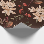 濃い茶色のbを持つボヘミアのフローラの継ぎ目のない模様 ラッピングペーパー (角)