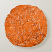 濃い茶色グランジの背景白黒オレンジo ラウンドクッション (正面)