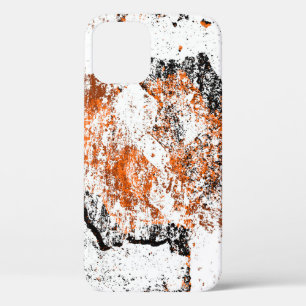 濃い茶色グランジの背景白黒オレンジo iPhone 12ケース