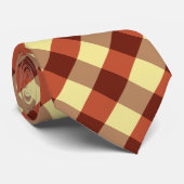 濃い茶色、さび、黄色の大きな淡い色の格子縞 ネクタイ (ロール)