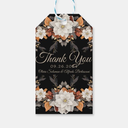 濃い茶色、コーヒーキャラメル、ベージュの秋 ギフトタグ (正面)