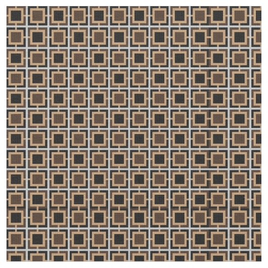 濃い茶、黒、白の格子模様 ファブリック (クローズアップ)