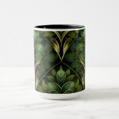 濃い華美緑と金ゴールドアールデコパターン マグカップ (中央)