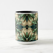 濃い華美緑と金ゴールドアールデコパターン マグカップ (中央)