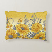 濃い葉を持つ黄色い花柄 アクセントクッション (裏面)
