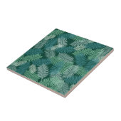 濃い葉緑にシダの模様 タイル (側面)