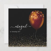 濃い虹色のバルーン誕生日パーティーの招待 招待状 (正面)