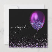 濃い虹色のバルーン誕生日パーティーの招待 招待状 (正面)