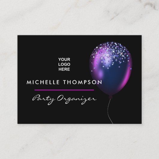 濃い虹色バルーンイベントコーディネータースクエア 名刺 (正面)