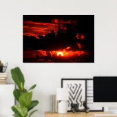濃い赤い夕焼け ポスター (ホームオフィス)