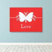 濃い赤い蝶の渦巻き美徳キャンバス印刷 キャンバスプリント (インサイチュ (ウッドフロア))