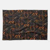 濃い赤から茶色のツイスト円の繰り返し キッチンタオル (横)