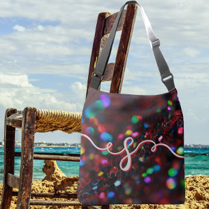 濃い赤きらめく クロスボディバッグ