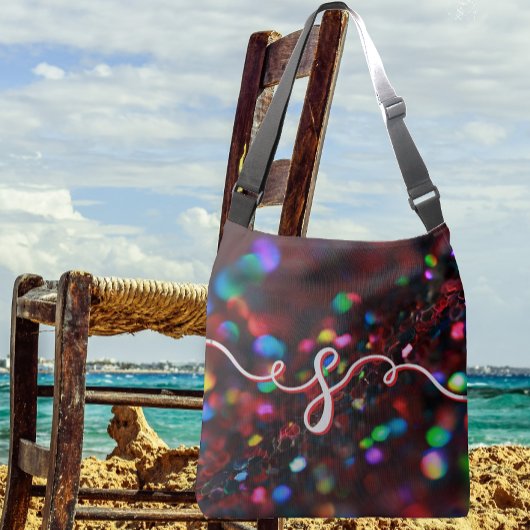 濃い赤きらめく クロスボディバッグ