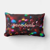 濃い赤きらめく ランバークッション (正面)