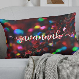 濃い赤きらめく ランバークッション