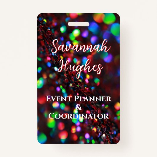 濃い赤きらめくID バッジ (正面)