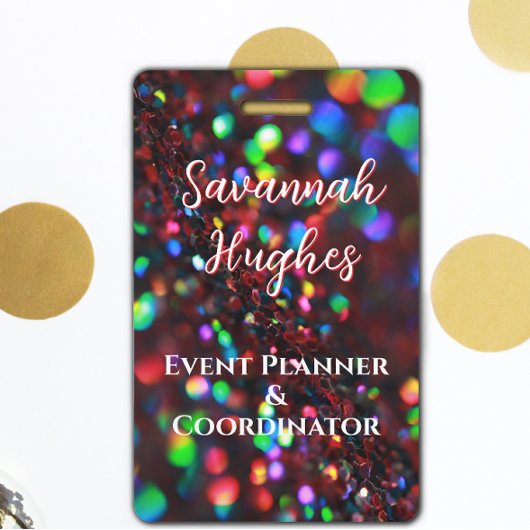 濃い赤きらめくID バッジ