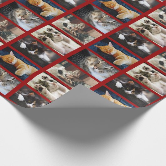 濃い赤で自分で5枚の写真を作成 ラッピングペーパー (角)
