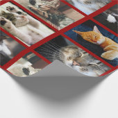 濃い赤で自分で5枚の写真コラージュを作る ラッピングペーパー (角)