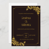 濃い赤とオレンジの美的結婚式招待状 招待状 (正面/裏面)