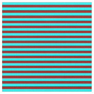 濃い赤とシアン色の色のストライプ ファブリック