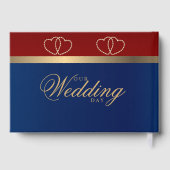 濃い赤とネイビーブルーに金のハート ゲストブック (裏面)