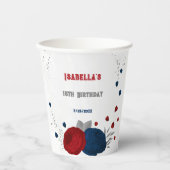 濃い赤とネイビーブルーの花 シルバー 紙コップ (正面)