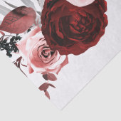 濃い赤とピンクの花と緑のホワイトウェディング 薄葉紙 (詳細)