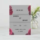 濃い赤とベージュ結婚式招待状 招待状 (スタンド正面)