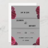 濃い赤とベージュ結婚式招待状 招待状 (正面/裏面)