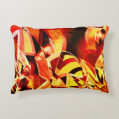 濃い赤と強い筋が付いた黄変のバンド アクセントクッション (正面)