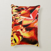 濃い赤と強い筋が付いた黄変のバンド アクセントクッション (裏面(縦))