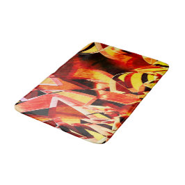 濃い赤と強い筋が付いた黄変のバンド バスマット